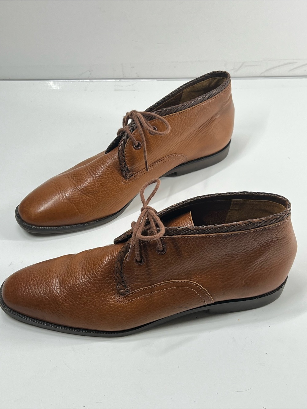 Vintage Bandolino Brown Leather Lace Up Oxford Ankle Shoes Size 8